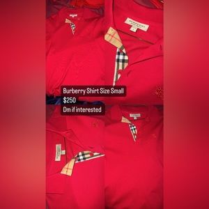 Burberry Collar Shirt RED Size Small Great Condition !